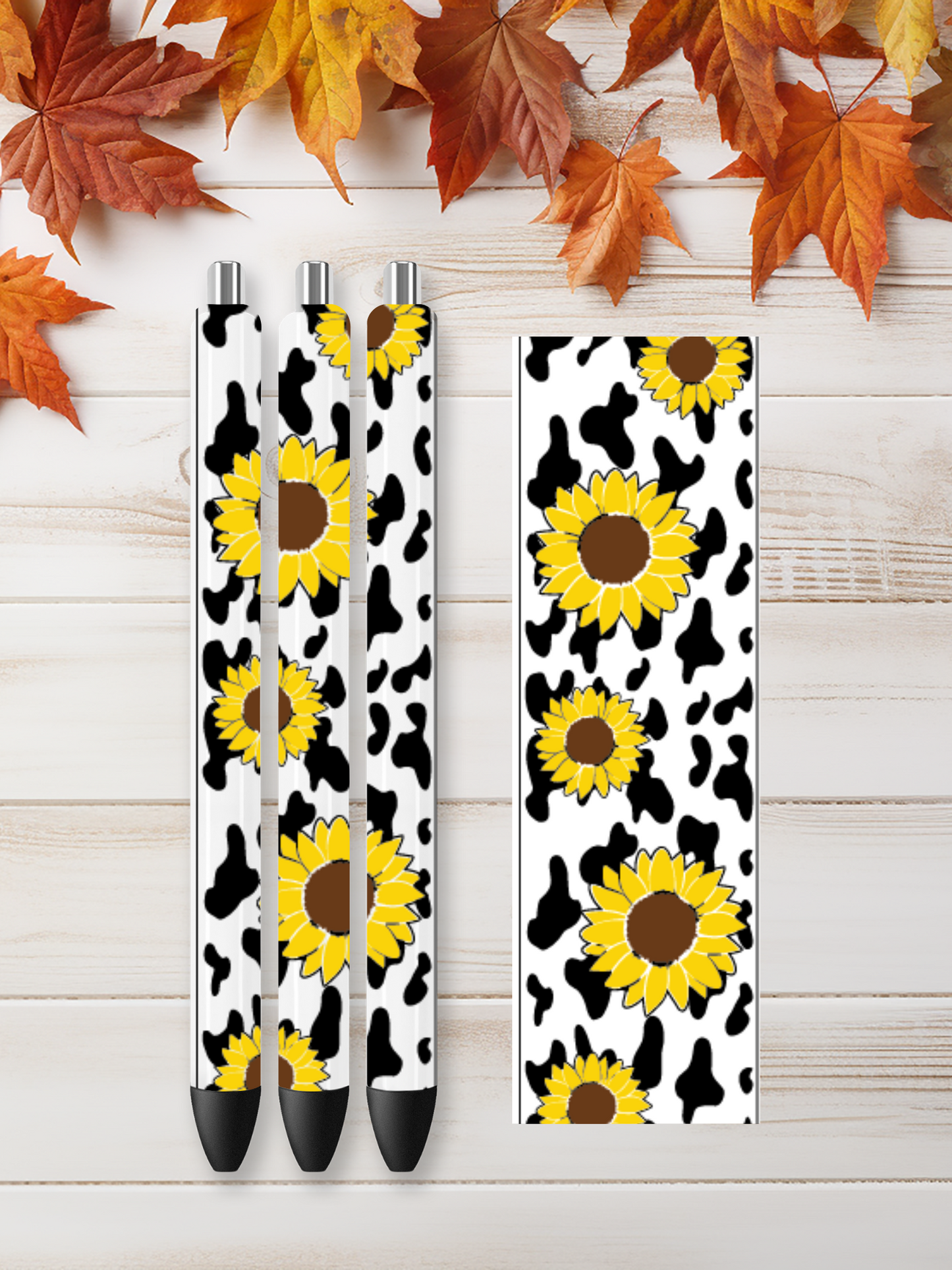 Cow Black with Sunflowers 1