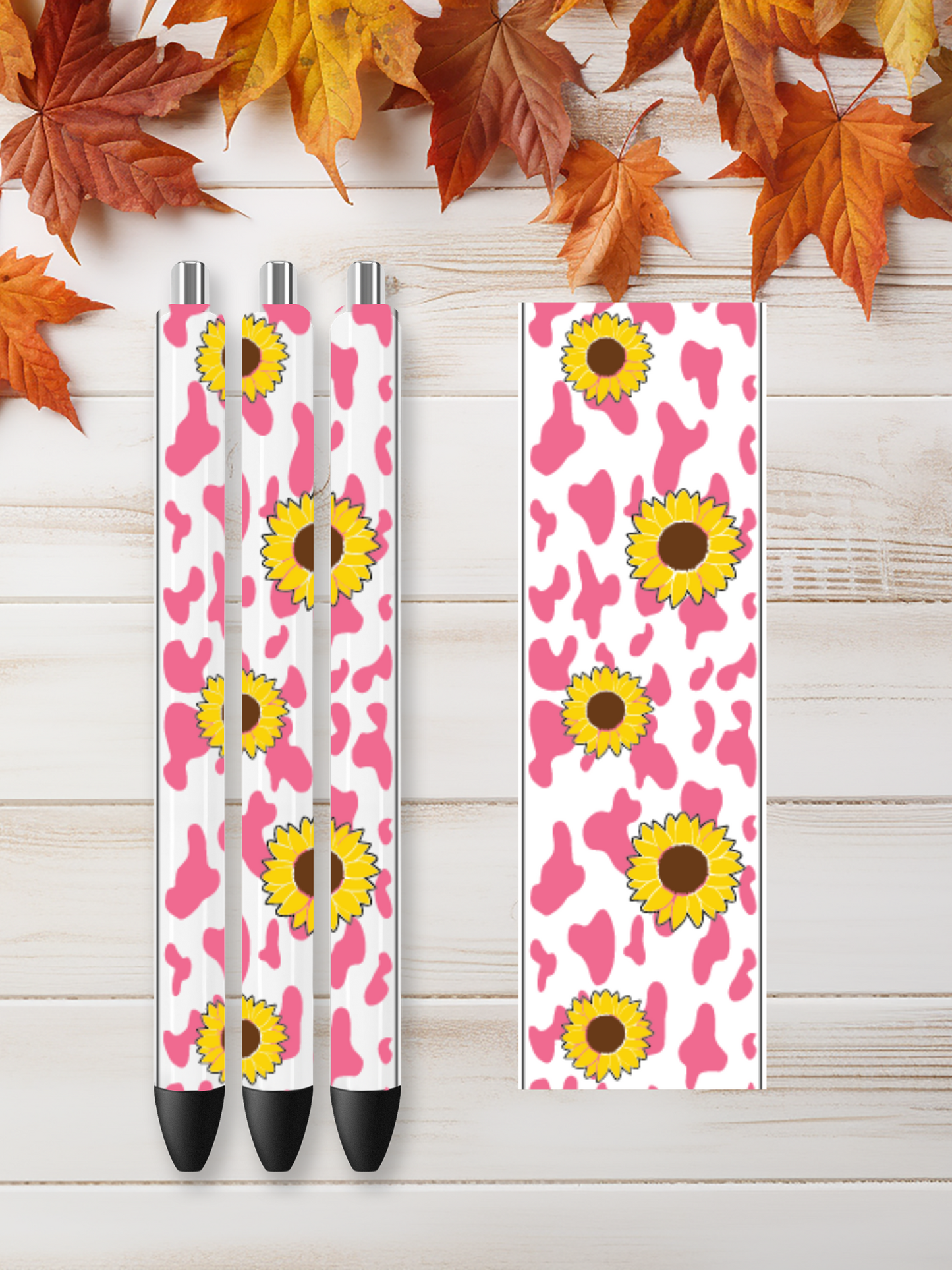 Pink cow print with Sunflower